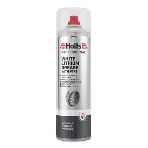 Image of Holts White Lithium Grease Spray - Heavy Duty for Moving Parts, High Performance With PTFE for Ultra-High Cling, Reduce Friction & Prevent Wear, Professional Spray, 500ml