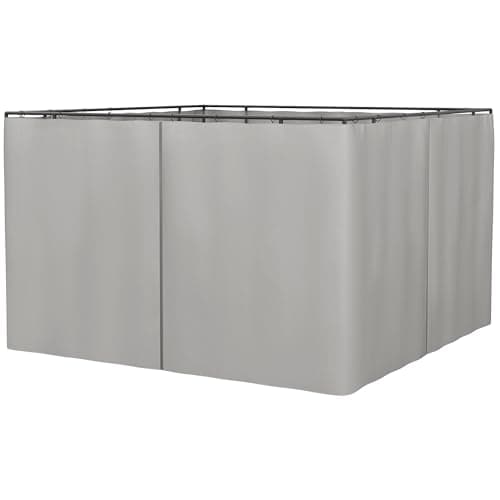 Image of Outsunny 4 Pack Replacement Gazebo Curtains Privacy Panel for Most 3 x 3m Gazebo Canopy Pavillion Outdoor Shelter Sidewalls Accessories Light Grey