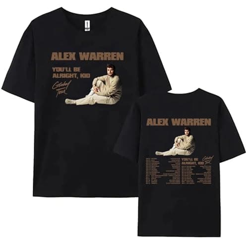Image of VBPOIYB T-Shirt Short Sleeve Cotton Summer Women Men Al-ex Singer Wa-rr-en Tour Merchandise Round Neck Soft Unisex t-Shirt (Black,XS)