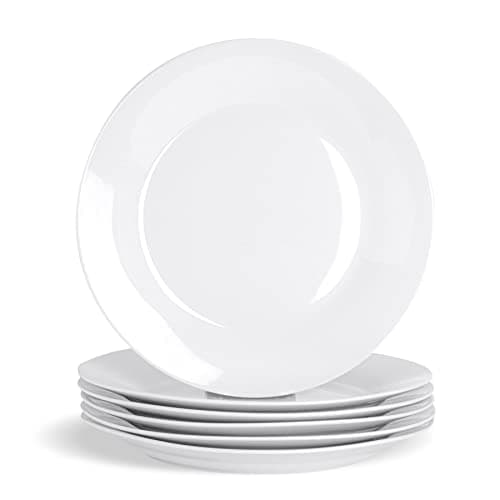 Image of Argon Tableware 6-Piece Classic White Dinner Plates 27cm - Dishwasher and Microwave Safe Porcelain 10.5 inches Large Main Course Plate Dinner Serving Dishes Set