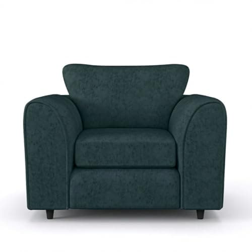 Image of Gamzo ArmChair Full Back Firm Seating Chair with Strong Wooden Frame & Padded Armrest | Alaska Fabric Couch for Living Room (Teal)
