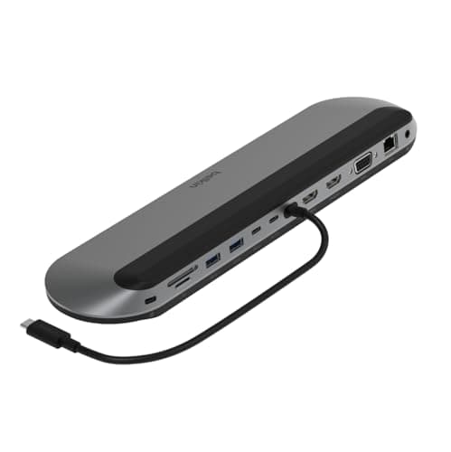 Image of Belkin Connect 11-in-1 Universal USB-C Pro Dock w/ 3-Monitor Support, Silicon Motion Technology - Works with Mac, Windows, and Chromebook - 100W PD w/ 10Gbps Transfer Speeds & 2.5Gbps Ethernet - Black