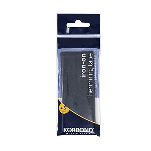Image of KORBOND Black Iron Hemming Tape 4.5m x 2cm – Hem Tape Iron On for Trousers, Webbing Tape for Seam and Hemming Web – No Sewing Required Sewing Tape for Quick Repairs on Jeans, School Clothes