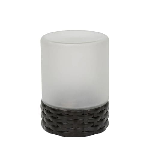 Image of ValueLights | Rattan Solar Powered Outdoor Garden Table Lamp with Frosted Glass Shade