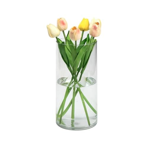 Image of QEEYON Acrylic Cylinder Vase 25cm Tall Large Thickened Plastic Vase for Flowers Floral Arrangement for Centerpieces Living Room, Kitchen, Office, Wedding (25 x 12cm)