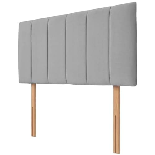 Image of NK Velvet Upholstered Headboard for Divan Beds – 20-Inch Lined, Extra Padded Plush Headboard with Struts – Luxury Bedroom Furniture (Grey, 4ft 6inch Double)