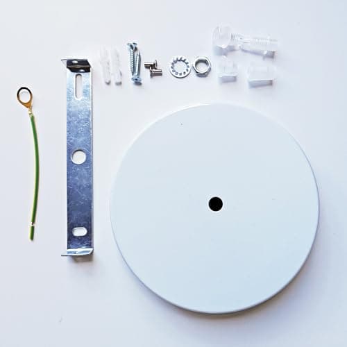 Image of Chrasy Industrial Ceiling Canopy Rose Light Kit Lighting Fitting, White Color Single Hole with Metal Ceiling Plate Bracket DIY Accesorries for Pendant Light Wall Lamp Chandelier (15CM)
