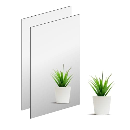 Image of DYLISEA Self Adhesive Wall Mirror HD Glass 30x40cm 2 Pieces Frameless Bathroom Mirror with No Drill, Decorative Small Rectangle Wall Mirrors for Bathroom Hallway Bedroom Living Room