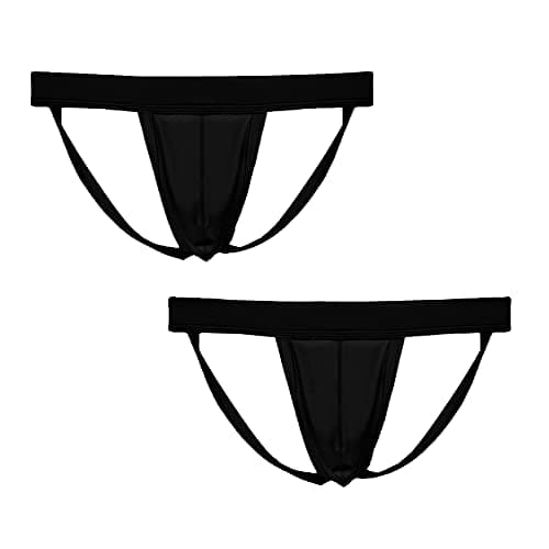 Image of Summer Code Men's Athletic Supporter Performance JockStrap Elastic Waistband Underwear (Large, 2-pack Black)