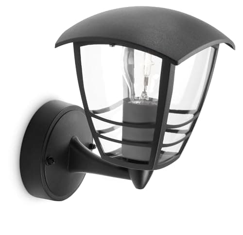 Image of Philips Creek Outdoor Wall Light, IP44 Weather-resistant, Durable, Aluminium, Classic Design, Black, E27 Bulb Sold Separately