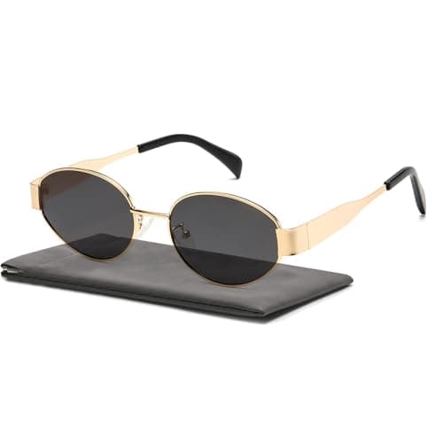 Image of Musivon Oval Sunglasses for Women Men - Retro Sun Glasses Classic Metal Frame Polarized UV400 Protection