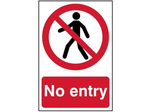 Image of Scan SCA0600 Self adhesive PVC sign - No entry - 200 x 300mm, White