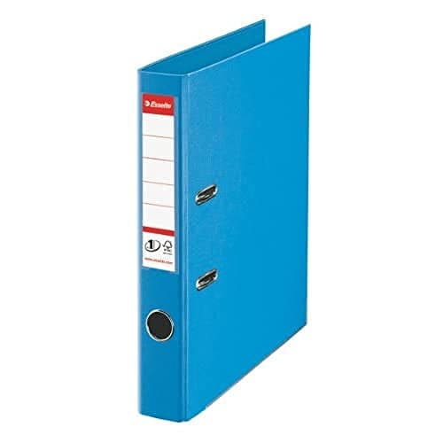 Image of Esselte DIN A4 Folder, Light Blue, 52 mm Spine Width, Plastic, Pack of 1, 811411, 350 Sheets Capacity