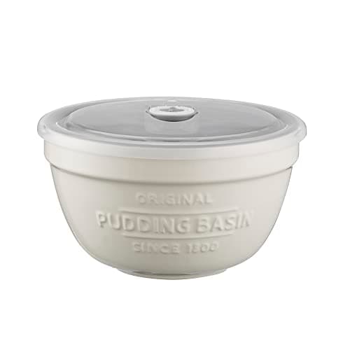 Image of Mason Cash Innovative Kitchen 900ml Pudding Basin with Lid | Stoneware Steaming Bowl with Vented Base & Sealing Rim | Ideal for Puddings, Baking, Serving