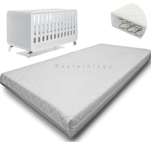 Image of BUY ALL HERE Pocket Spring Cot Bed Mattress, Anti Allergy Foam, Hypoallergic Fabric, Single Layered Toddler, Luxury Baby Bed Sprung Mattress, Double Sided, Removeable Cover - 120 x 60 CM