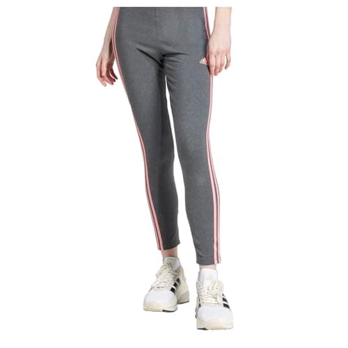 Image of adidas Women's Essentials 3-Stripes High-Waisted Single Jersey Leggings, Dark Grey Heather, S