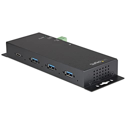 Image of StarTech.com 4-Port USB C Hub 10Gbps - Metal Industrial USB Type-C Hub w/ 3xUSB-A & 1xUSB-C - ESD & Surge Protection - USB-C or USB-A Host - Self-Powered Mountable USB 3.2/3.1 Gen 2 Hub (HB31C3A1CME)