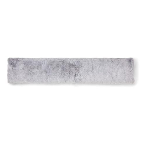 Image of Grey Teddy Fleece Draught Excluder – Long Draft Stopper Cushion 87cm Soft Faux Fur Door Snake with Removable Zipped Cover Thermal Insulating Door Seal Block Cold Air & Noise (87cm LONG, GREY)