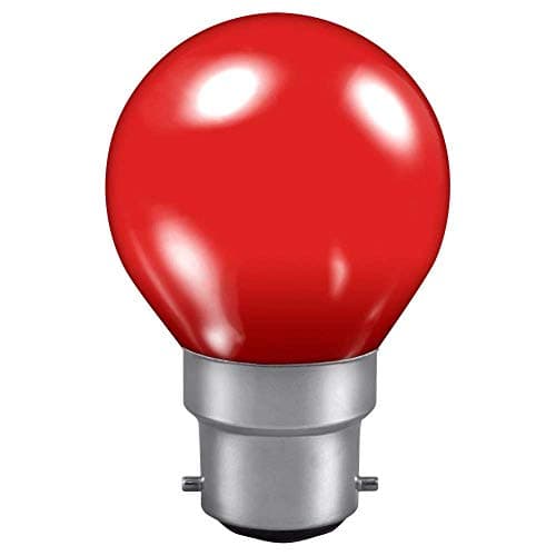 Image of Crompton Lamps 15W Golfball BC-B22d Dimmable Colourglazed IP65 Red 25lm BC Bayonet B22 Incandescent Round Coloured Outdoor External Festoon Light Bulb