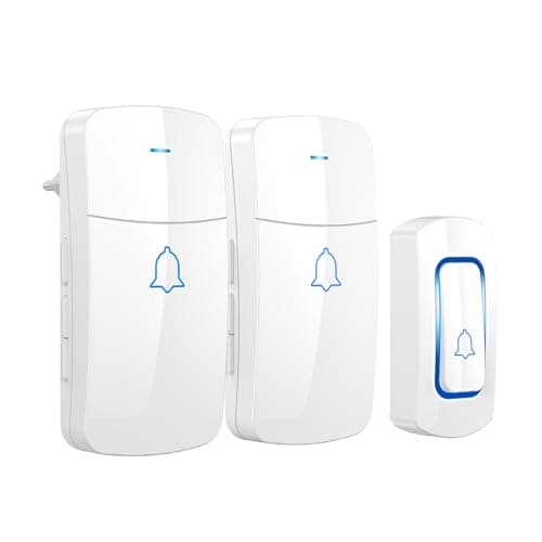 Image of AVANTEK Wireless Doorbell, 1300 ft Long Range Door Chime Kit, IP55 Waterproof, 52 Melodies, Up to 115dB Volume and LED Flash with 2 Plug-in Receivers & 1 Push Button, White