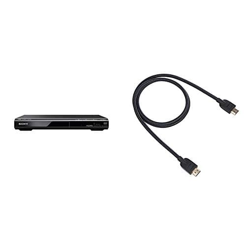 Image of Sony DVPSR760H DVD Upgrade Player (HDMI, 1080 Pixel Upscaling, USB Connectivity) & Amazon Basics Braided HDMI Cable - 0.9 m