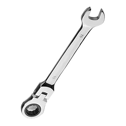 Image of Vokenforu 15mm Flex-Head Ratchet Spanner, Metric Wrench, Chrome Vanadium Steel, Combination Tool for Car Bicycle Repair at Home Workshop
