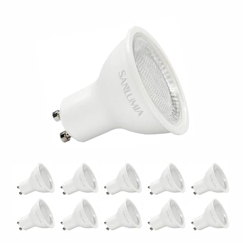 Image of sanlumia 10X 6W led Gu10 Bulb Super Bright 100 Degree Wide Beam Angle Spotlight 530lm CRI 90+ 75W Halogen Equivalent Warm White 3000K