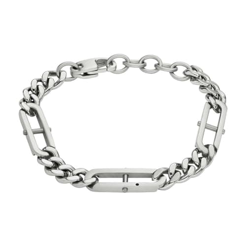 Image of Fossil Bracelet for Men Heritage, Length: 220mm, Width: 8mm Silver Stainless Steel Bracelet, JF04342040