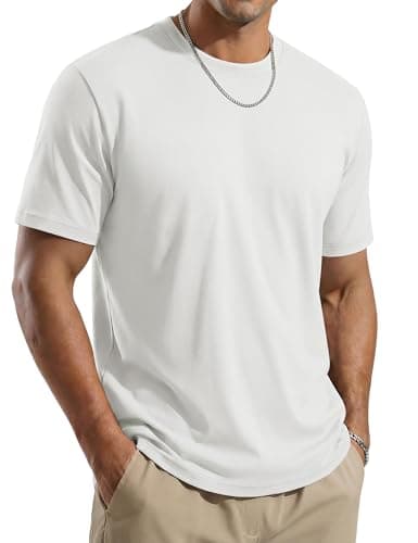 Image of TACVASEN Mens T-Shirts UPF 80+ Plain White T Shirt Quick Dry Summer Workout Casual Gym Tops Lightweight Soft UV Tshirts White 3XL