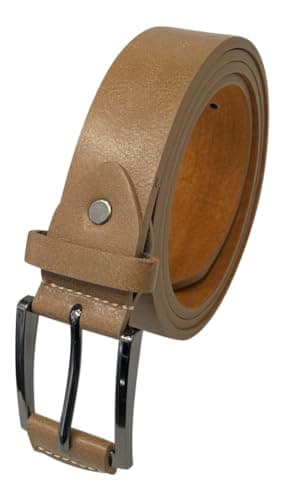 Image of Men's Leather Belt, Black or Tan Trouser Belts for Men, 1.25" Wide, Stylish Belt for Special Occasions or Work (TAN, L)