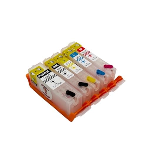 Image of Katie's Edible Ink PGI-580BK/CLI-581 PGBK/BK/C/M/Y Ink Cartridges (580xl/581xl) Compatible with Canon TS705/TS705a Printers, Full Set with Needles Chipped, Ready to Use
