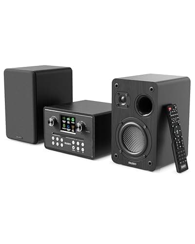 Image of Stereo System | DAB/DAB+ Digital Radio, FM, CD Player, Internet Radio, Bluetooth 5.3, WiFi Dual Band, USB Playback, Spotify Connect, Remote Control & Dual Speakers | MAJORITY Homerton HiFi