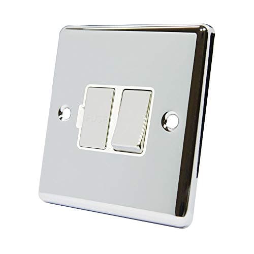 Image of AET CPCSFSWC 13 A Classical Chrome Polished Switched Fused Spur with White Insert Metal Rocker Switch