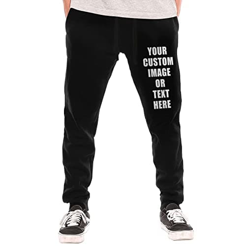 Image of Custom Men's Sweatpants Add Your Own Logo Design Personalized Joggers Sweat Pants