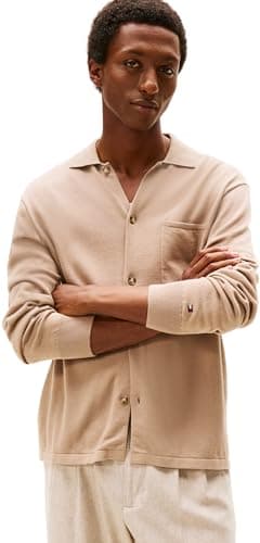 Image of Tommy Hilfiger Men's Essential Cotton Overshirt, Beige (Coastal Taupe), L