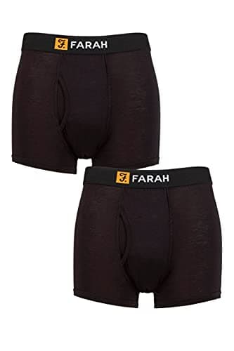 Image of Farah Mens Classic Striped and Plain Bamboo Keyhole Trunks Pack of 2 Black M