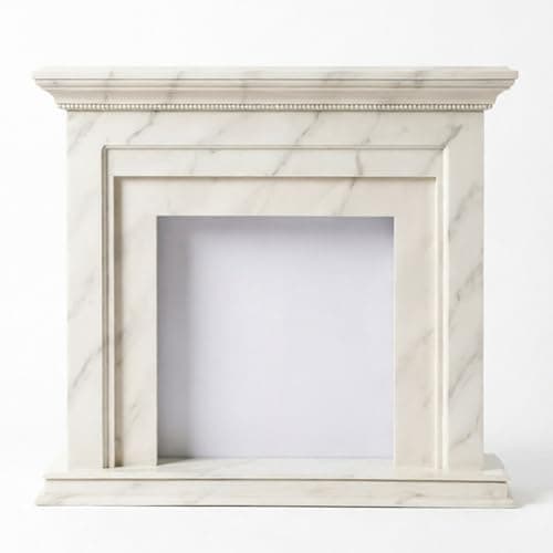 Image of Home Decorative Faux Marble Fireplace Mantel White Oak Frame HDF Panel Decorative Surround Surround frame