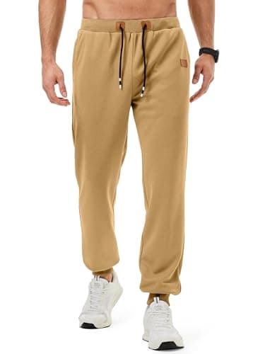 Image of JMIERR Mens Trousers Tracksuit Bottoms Fashion Sweatpants Cargo Jogging Drawstring Outdoor Workout Pants,Beige,XXL
