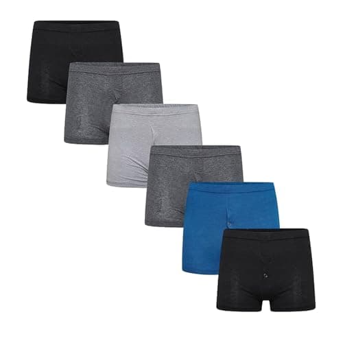 Image of Molten Creek® Men's Plain Jersey Boxer Shorts Underwear, 100% Combed Cotton, Classic Rich Boxers for Everyday Wear, Button Fly, Pack of 6 (UK, Alpha, L, Regular, Regular, Assorted Colour)