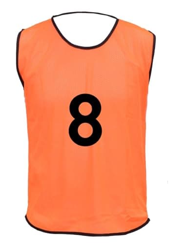Image of 15 MESH BIBS FOOTBALL TRAINING SPORTS BIBS PRINTED NUMBER (1-15 OR number of your choice) Back only (Orange, Youth (Mens S to M))