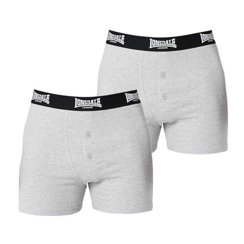 Image of Lonsdale Mens 2 Pack Boxers Grey L