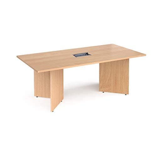 Image of Mr Office Arrow head leg rectangular boardroom table with central cutout and Aero power module bundle, 2000, Beech