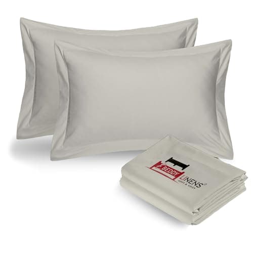 Image of eBeddy Linens King Pillow Shams Set Silver Grey Solid 100% Microfiber Envelope Closure 20x36 Inch with 2" Flange 800-TC Decorative Bed Pillow Cover Pack of 2, Soft Cozy & Breathable
