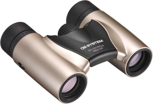 Image of OM SYSTEM 8x21 RC II Binoculars – Compact Pocket Size, Multi-Coated Lenses, Lightweight for Travel, Camping & Bird Watching – UV Protection, 15-Year Warranty, Champagne Gold