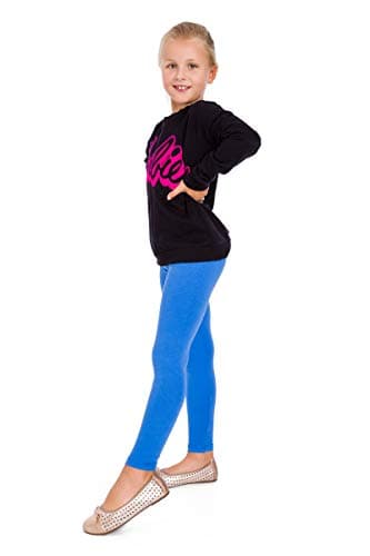 Image of FUTURO FASHION Girls Children Full Length Plain Cotton Leggings Cycling Casual Wear Infant Trousers Leggings Solid Tights Pants for Kids 8 Years Royal Blue Child