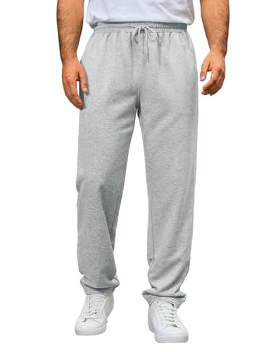 Image of Runcati Jogging Bottoms Men's Regular Fit Sports Trousers Long Casual Leisure Trousers Fitness Sweatpants Elastic Waist Training Trousers with Drawstring, gray, L