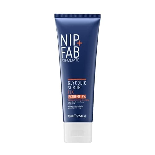 Image of Nip + Fab Glycolic Fix Scrub Extreme – 6% Glycolic Acid (AHA) and 1% Salicylic Acid (BHA) High-Potency Exfoliating Face Scrub for Resurfacing, Deep Pore Cleansing & Clear Skin, 75ml