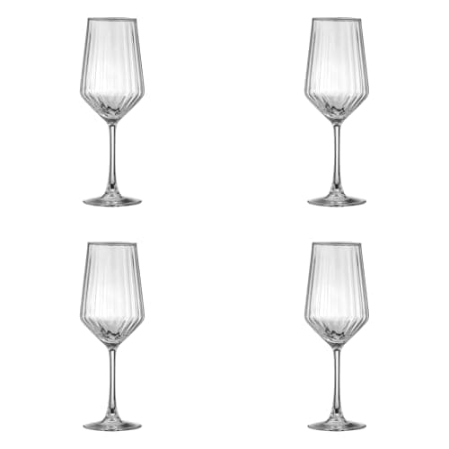 Image of Ravenhead Luxe Set of 4 White Wine Glasses | 400ml Recycled Glass with Fluted Embossed Design | 40clElegant Wine Glass Set for Dining & Entertaining, Dishwasher Safe
