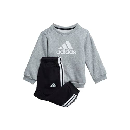 Image of adidas H28835 I BOS Logo Jog Pants Top:Medium Grey Heather/White Bottom:Black/White 2-3Y