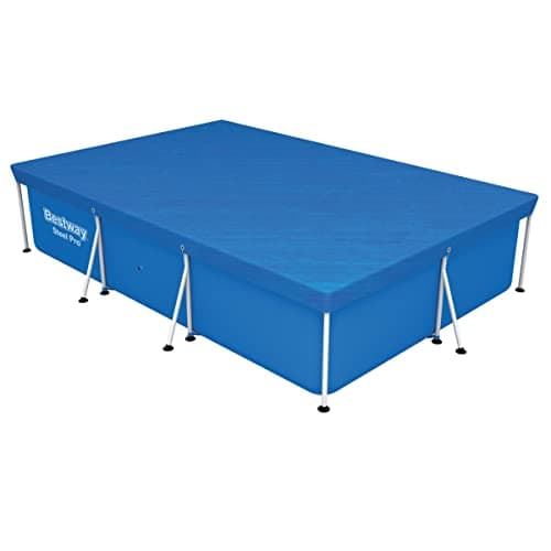 Image of Bestway 58106-XGLX16XX02 Flowclear Swimming Cover for Rectangular Steel Pro Pools, Blue, 9 ft 10 Inch (3.00 m x 2.01 m)